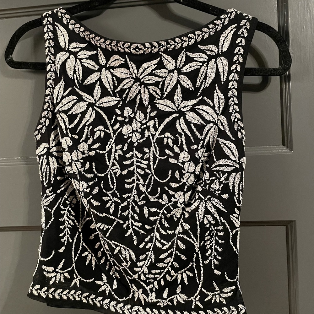 Tadashi Black Beaded Blouse